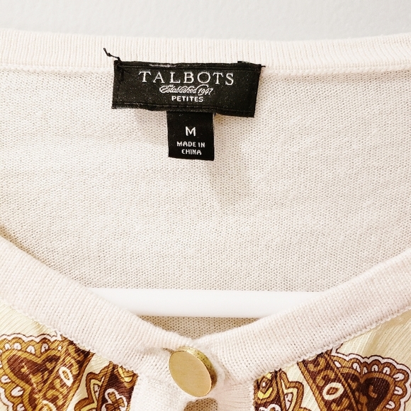 Talbots Petites 90s Style Silk Patterned Cardigan - Picture 2 of 6